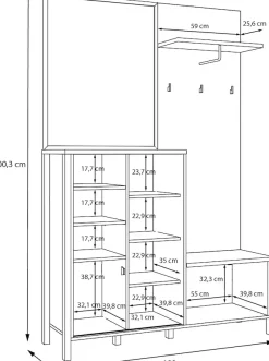 FORTE Kompaktgarderobe »Jytana« Kompaktgarderobe, Stauraum, Lamellenoptik, Trendfarbe