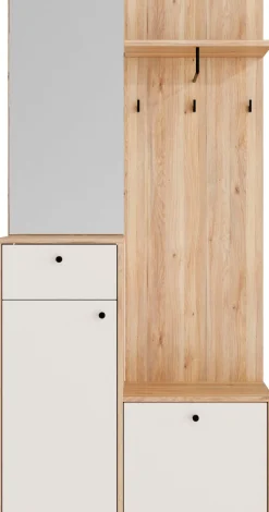 FORTE Kompaktgarderobe Metallgriffe Schwarz B/H/T 95,8/190,7/34,9cm Soft Close, Vollauszug