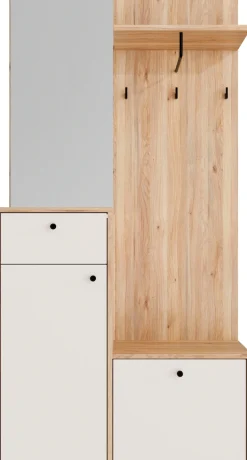 FORTE Kompaktgarderobe Metallgriffe Schwarz B/H/T 95,8/190,7/34,9cm Soft Close, Vollauszug
