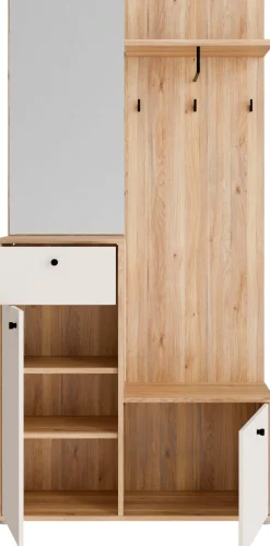 FORTE Kompaktgarderobe Metallgriffe Schwarz B/H/T 95,8/190,7/34,9cm Soft Close, Vollauszug