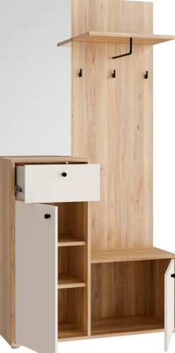 FORTE Kompaktgarderobe Metallgriffe Schwarz B/H/T 95,8/190,7/34,9cm Soft Close, Vollauszug