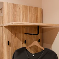 FORTE Kompaktgarderobe Metallgriffe Schwarz B/H/T 95,8/190,7/34,9cm Soft Close, Vollauszug