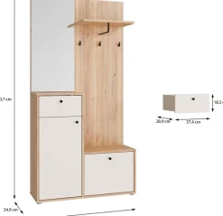 FORTE Kompaktgarderobe Metallgriffe Schwarz B/H/T 95,8/190,7/34,9cm Soft Close, Vollauszug