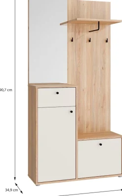 FORTE Kompaktgarderobe Metallgriffe Schwarz B/H/T 95,8/190,7/34,9cm Soft Close, Vollauszug