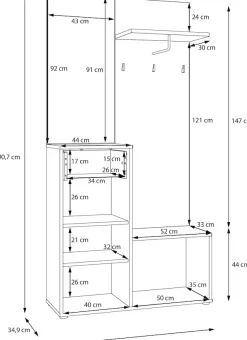 FORTE Kompaktgarderobe Metallgriffe Schwarz B/H/T 95,8/190,7/34,9cm Soft Close, Vollauszug