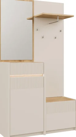 FORTE Kompaktgarderobe »Oak Squere Garderobe, 1 Türe, 1SK, 1 Klappe« B/H/T 108,4 /195,9/41,7 cm Spiegel, Haken, Kleiderstange