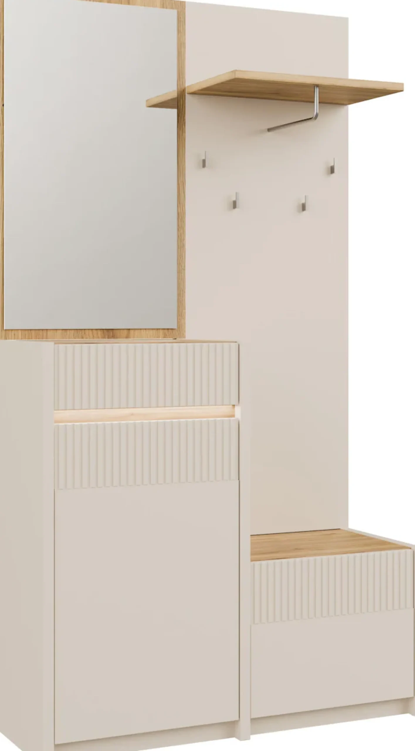 FORTE Kompaktgarderobe »Oak Squere Garderobe, 1 Türe, 1SK, 1 Klappe« B/H/T 108,4 /195,9/41,7 cm Spiegel, Haken, Kleiderstange