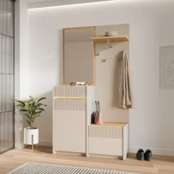 FORTE Kompaktgarderobe »Oak Squere Garderobe, 1 Türe, 1SK, 1 Klappe« B/H/T 108,4 /195,9/41,7 cm Spiegel, Haken, Kleiderstange