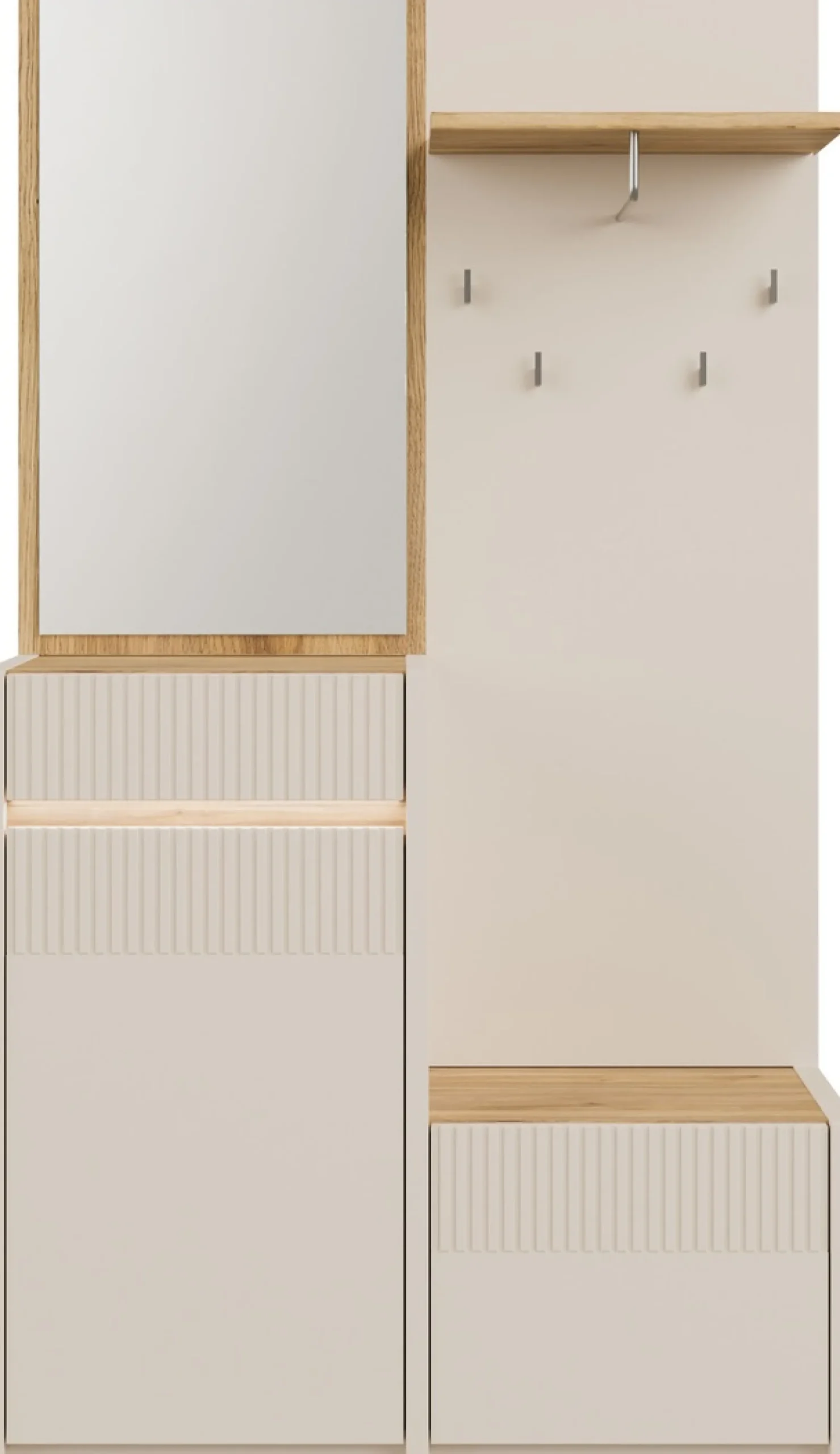 FORTE Kompaktgarderobe »Oak Squere Garderobe, 1 Türe, 1SK, 1 Klappe« B/H/T 108,4 /195,9/41,7 cm Spiegel, Haken, Kleiderstange