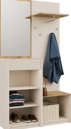 FORTE Kompaktgarderobe »Oak Squere Garderobe, 1 Türe, 1SK, 1 Klappe« B/H/T 108,4 /195,9/41,7 cm Spiegel, Haken, Kleiderstange