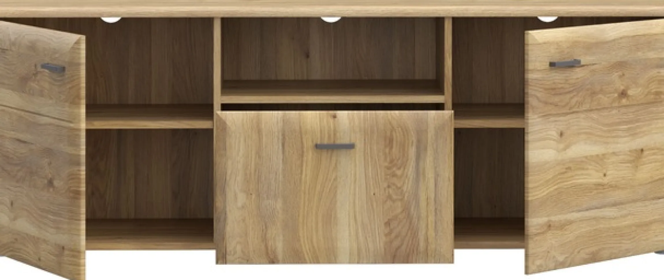 FORTE Lowboard »Akinori TV-Board, TV-Schrank« TV Board, MDF Front, Holzoptik; Metallgriffe, Vollauzug, Soft Close