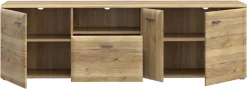 FORTE Lowboard »Akinori TV-Board, TV-Schrank« TV Board, Holzoptik, MDF Front, Metallgriffe, Vollauszug, Soft Close