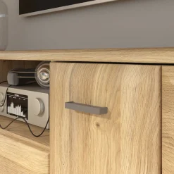 FORTE Lowboard »Akinori TV-Board, TV-Schrank« TV Board, Holzoptik, MDF Front, Metallgriffe, Vollauszug, Soft Close