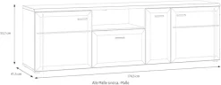 FORTE Lowboard »Akinori TV-Board, TV-Schrank« TV Board, Holzoptik, MDF Front, Metallgriffe, Vollauszug, Soft Close