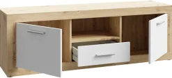 FORTE Lowboard »Baccio TV-Board, TV-Schrank« Breite 148 cm, Höhe 50 cm, 2 Türen und 2 Schubkästen, 1 offenes Fach