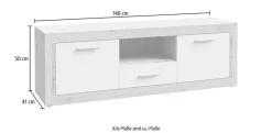 FORTE Lowboard »Baccio TV-Board, TV-Schrank« Breite 148 cm, Höhe 50 cm, 2 Türen und 2 Schubkästen, 1 offenes Fach