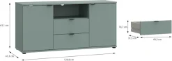 FORTE Lowboard »Ganymede« Breite 129,8cm,TV Board, Stauraum, Schublade; Metallgriffe, Kabelführung