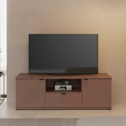 FORTE Lowboard »Ganymede« Breite 129,8cm,TV Board, Stauraum, Schublade; Metallgriffe, Kabelführung