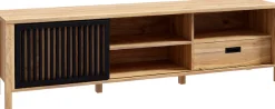 FORTE Lowboard »JytanaTV-Board, TV-Schrank« Breite 174,8 cm, mit Lamellen-Schiebetüre, Mauvella Eiche / Schwarz