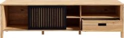 FORTE Lowboard »JytanaTV-Board, TV-Schrank« Breite 174,8 cm, mit Lamellen-Schiebetüre, Mauvella Eiche / Schwarz
