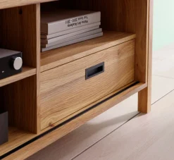 FORTE Lowboard »JytanaTV-Board, TV-Schrank« Breite 174,8 cm, mit Lamellen-Schiebetüre, Mauvella Eiche / Schwarz