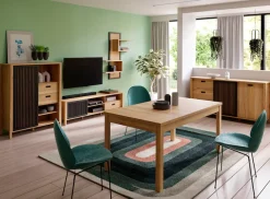 FORTE Lowboard »JytanaTV-Board, TV-Schrank« Breite 174,8 cm, mit Lamellen-Schiebetüre, Mauvella Eiche / Schwarz