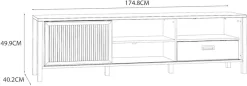 FORTE Lowboard »JytanaTV-Board, TV-Schrank« Breite 174,8 cm, mit Lamellen-Schiebetüre, Mauvella Eiche / Schwarz