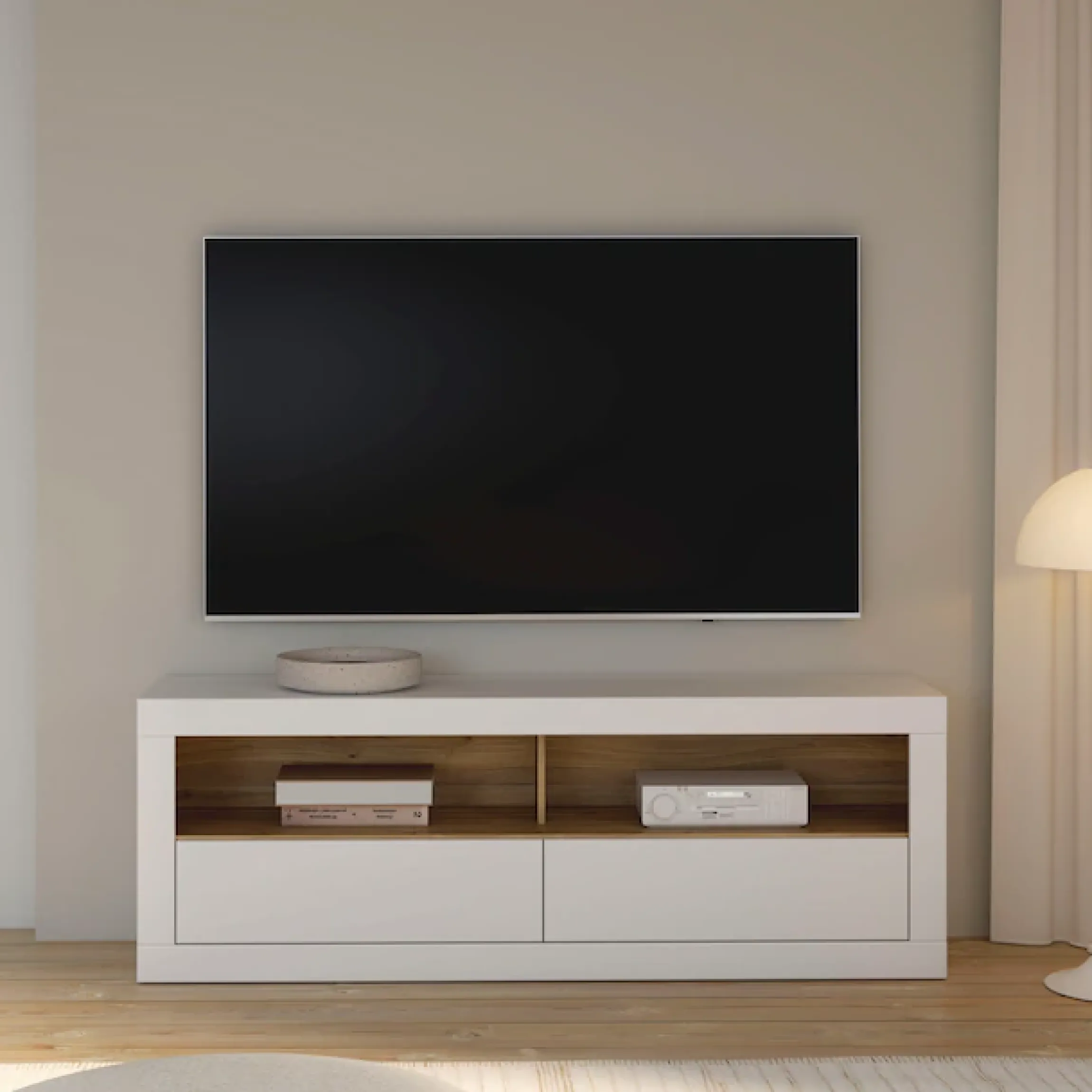 FORTE Lowboard »LefkadasTV-Board, TV-Schrank« TV-Board, Schubkästen, Push to open, Grifflos, BxH= 175,4 x 61,6cm
