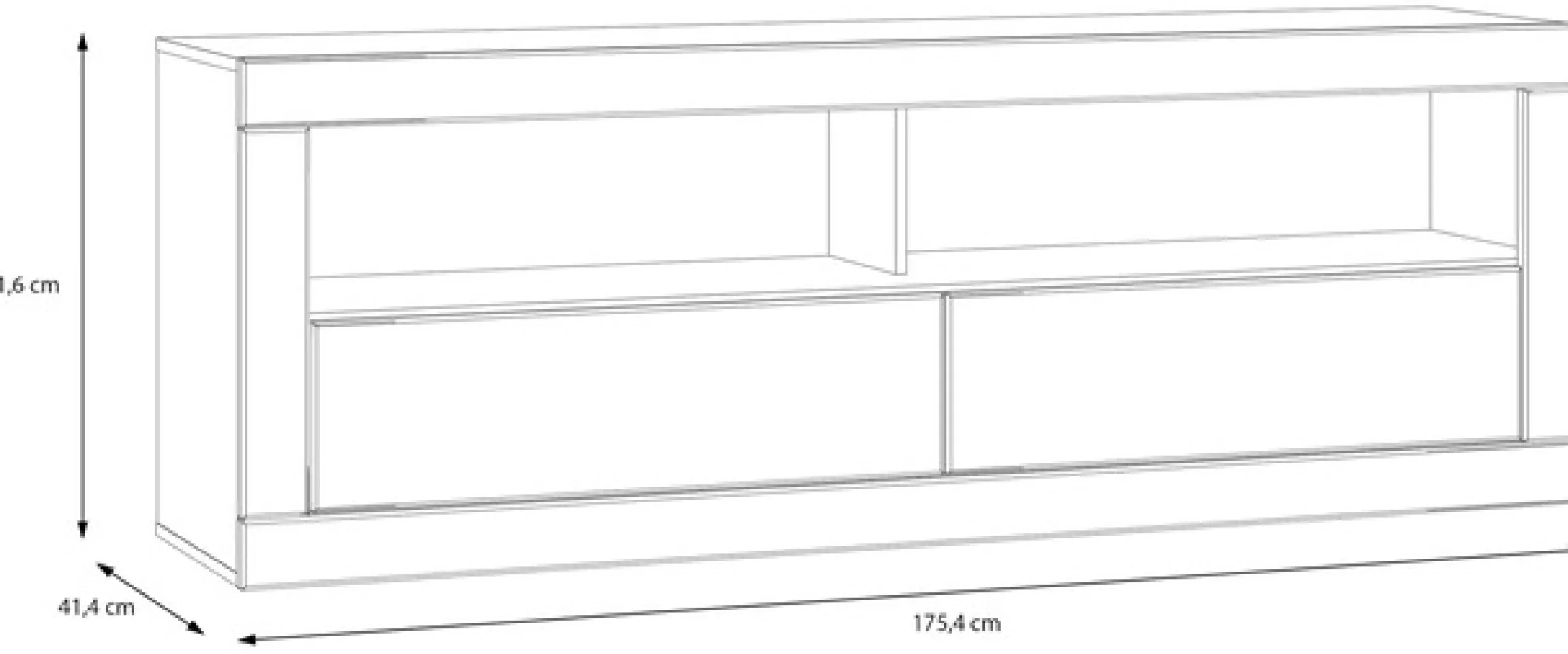 FORTE Lowboard »LefkadasTV-Board, TV-Schrank« TV-Board, Schubkästen, Push to open, Grifflos, BxH= 175,4 x 61,6cm