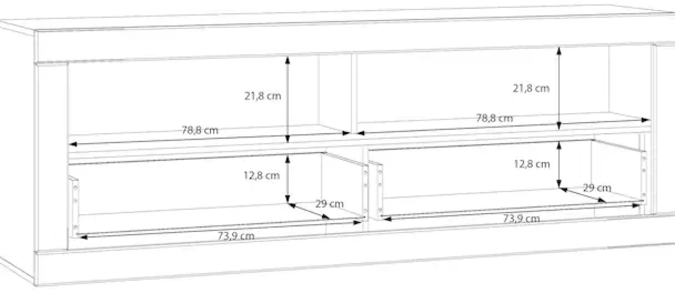 FORTE Lowboard »LefkadasTV-Board, TV-Schrank« TV-Board, Schubkästen, Push to open, Grifflos, BxH= 175,4 x 61,6cm