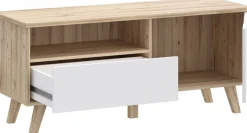 FORTE Lowboard »Vankka TV-Bank, TV-Board« B/H/T 124,4/54,3/41,7 cm,TV-Teil , ca. 125 cm breit, viel Stauraum, Echtholzbeine