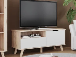 FORTE Lowboard »Vankka TV-Bank, TV-Board« B/H/T 124,4/54,3/41,7 cm,TV-Teil , ca. 125 cm breit, viel Stauraum, Echtholzbeine