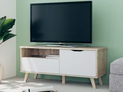 FORTE Lowboard »Vankka TV-Bank, TV-Board« B/H/T 124,4/54,3/41,7 cm,TV-Teil , ca. 125 cm breit, viel Stauraum, Echtholzbeine