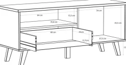 FORTE Lowboard »Vankka TV-Bank, TV-Board« B/H/T 124,4/54,3/41,7 cm,TV-Teil , ca. 125 cm breit, viel Stauraum, Echtholzbeine