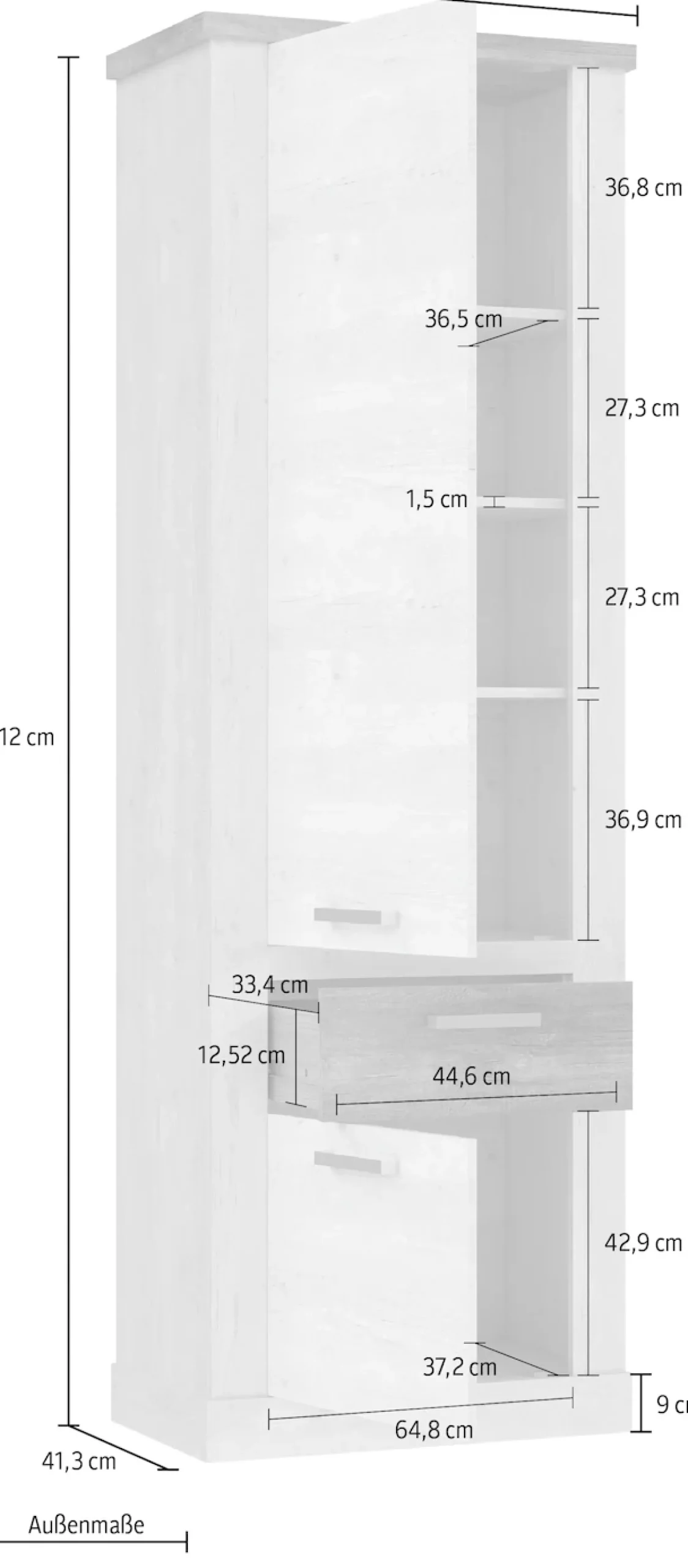 FORTE Mehrzweckschrank »Duro« Höhe 212 cm, Bücherregal mit Türen und Schublade, im Landhausstil