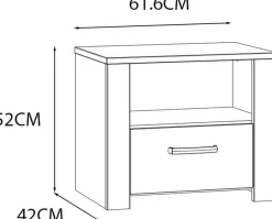 FORTE Nachtkommode B/H/T 61,6/52/42 cm , in 2 Dekoren erhältlich