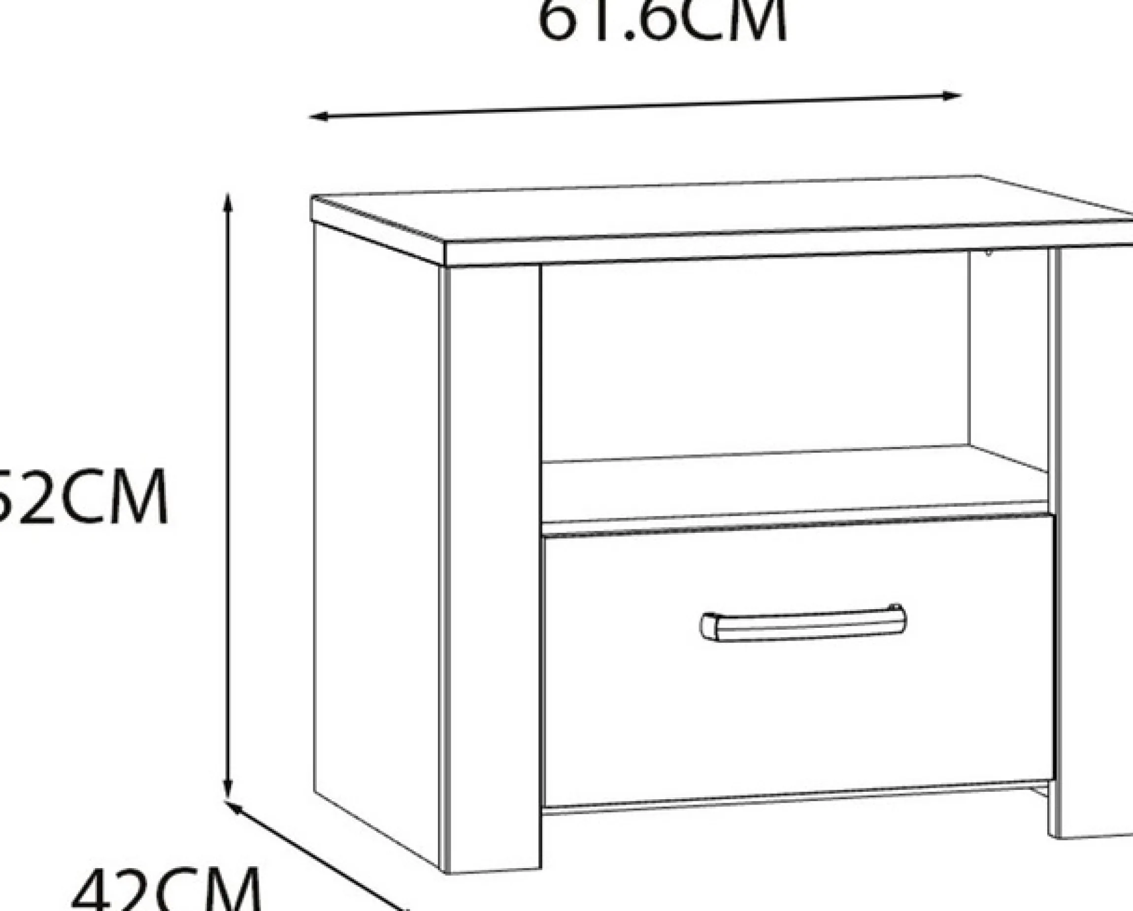 FORTE Nachtkommode B/H/T 61,6/52/42 cm , in 2 Dekoren erhältlich