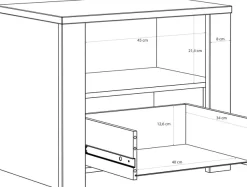 FORTE Nachtkommode B/H/T 61,6/52/42 cm , in 2 Dekoren erhältlich