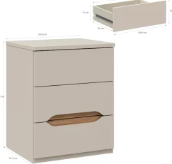 FORTE Nachtkommode B/H/T 50,4/63,5/41,5 cmNako passend zum Boxspringbett
