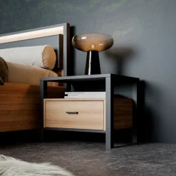 FORTE Nachtkommode »High Rock« mit schwarzem Metallgriff