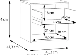 FORTE Nachtkommode »Ingalil« B/H/T 42,2/44,0/41,3 cm, Schublade