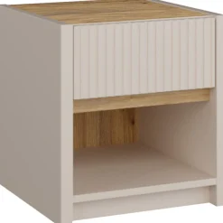 FORTE Nachtkommode »Oak Squere« B/H/T 40,6/43/41,7 cm inklusive Beleuchtung, Vollauszug