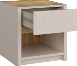 FORTE Nachtkommode »Oak Squere« B/H/T 40,6/43/41,7 cm inklusive Beleuchtung, Vollauszug
