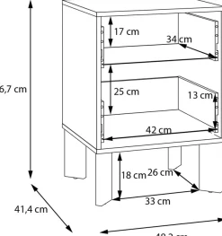 FORTE Nachtkommode »Tahoe Nachtkommode, grifflos,2 Schubkästen« B/H/T 48,2/66,7/41,4 cm