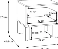 FORTE Nachtkommode »Tahoe Nachtkommode, grifflos, Schubkasten« B/H/T 48,2/47,5/41,4 cm
