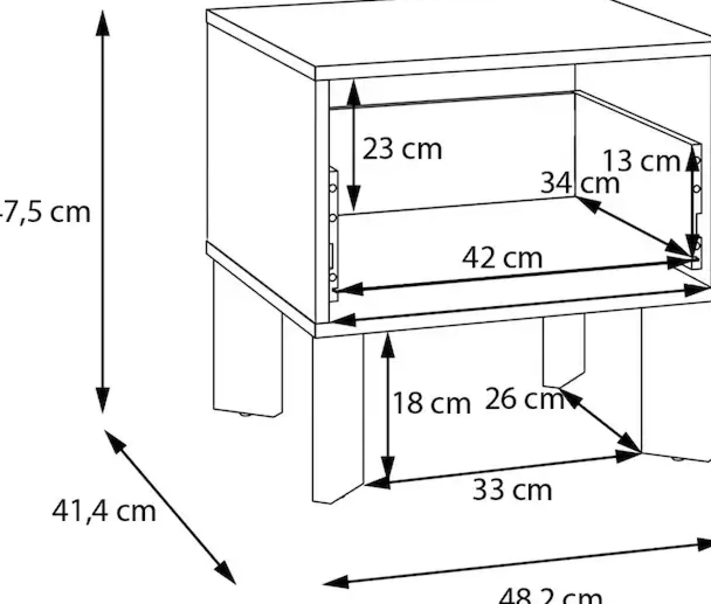 FORTE Nachtkommode »Tahoe Nachtkommode, grifflos, Schubkasten« B/H/T 48,2/47,5/41,4 cm