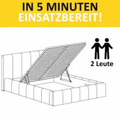 FORTE Polsterbett »AURA erhältlich in den Breiten 140cm, 160cm & 180cm, inkl. Bettkasten« abgerundetes Kopfteil