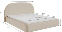 FORTE Polsterbett »AURA erhältlich in den Breiten 140cm, 160cm & 180cm, inkl. Bettkasten« abgerundetes Kopfteil