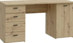 FORTE Schreibtisch »Goldsboro« mit 4 Schubladen, Soft-Close, Metallgriffe in schwarz, Breite 145 cm