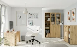 FORTE Schreibtisch »Goldsboro« mit 4 Schubladen, Soft-Close, Metallgriffe in schwarz, Breite 145 cm